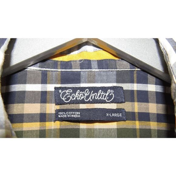 Ecko Unlimited Plaid Short Sleeve Casual Button Up Shirt XL - Picture 3 of 4